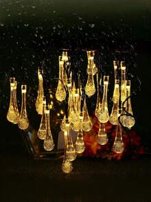 Solar Powered LED Colorful Teardrop Pattern String Lights, Waterproof Outdoor Lighting, Multi-Color Water Drop String Lights, Christmas And Holiday Garden Decoration, Bubble Ball, Suitable For Patio And Landscape Terrace, Waterproof Rating IP65 - A - View 6