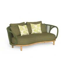 Sofá de ratán para exteriores, mesa de centro de teca, muebles combinados de diseño para balcón, jardín, hotel, para descanso y ocio. - Mesa individual + mesa doble + mesa de centro grande - Ver 12