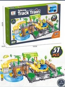 Transparent Electric Track Train, Children's Educational DIY Assembly Snap-Together Track Car, Electric City Train Set, Versatile Adventure Track Toy, Birthday Gift For Boys And Girls, Holiday Gift, Halloween And Christmas Gift - Multicolor - View 8