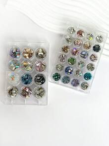 1pc Nail Art Rhinestone Storage Box Round Storage Holes Transparent Storage Box 12 Holes/24 Holes Nail Art Accessories Classification Storage Box - Clear - View 8