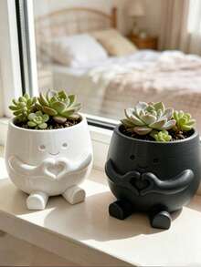 Heart-Shaped Flower Pot, Cute Succulent Plant Pot Container, High Aesthetic Value Small Flower Pot, Office Indoor/Outdoor Desktop Home Decor, Halloween Decoration, Back To School, Dorm Decor, School, Room Decor, Desktop Decor, Gardening Supplies - Love Donation - View 7