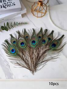 1/5/10/20/50支仿真孔雀羽毛，25cm-50cm奢華優雅孔雀羽毛裝飾，適用於家居裝飾與花藝布置、房間裝飾、情人節裝飾、DIY手工、花瓶填充物、派對與婚禮裝飾、聖誕裝飾，送給朋友的最佳禮物 - 彩色 - 查看 15