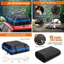 420D Waterproof Car Roof Storage Bag With Non-Slip Pad, Universal Car Roof Rack, Suitable For Vehicles With Or Without Roof Rack, Outdoor Self-Driving Travel Cargo Bag - 420D Roof Bag + Non-slip Pad - View 10