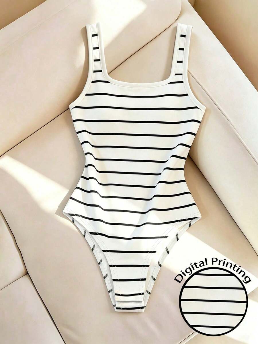 Resyla Body de mujer de unicolor y cuello cuadrado, versátil para el verano - Multicolor - Ver 1