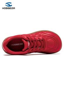 HOBIBEAR Damen Schnür-Stepp Kunstleder Lässig Sportschuhe, minimalistische beige Vintage deutsche Trainer Sneaker, bequeme Gummisohle Alltag Pendeln Skateschuhe - Rot - Übersicht 9