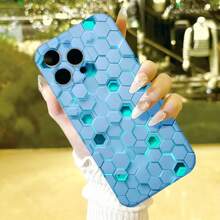 Fashionable, Tpu Phone Case, Hexagon Pattern, Compatible With Iphone 13 14 15 16 17 And Models - Clear - View 5