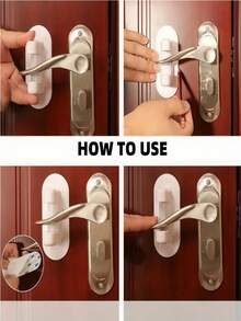 1pc Anti-Slip Door Stopper With Lock, Suitable For Home Use, No Need To Sew On Door, Portable Door Handle Lock, Anti-Theft Door Bar Lock, With Adhesive - Multi-Function Door Lock Unlocking Device - Multicolor - View 6