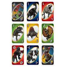 Mattel 3 收藏家版 UNO 卡牌遊戲,恐龍主題對接桌面卡牌遊戲,包含特殊萬用動作卡,多人便攜派對遊戲,適合家庭聚會,恐龍迷的完美生日、聖誕、節日禮物 - Jurassic Card Game - 查看 4