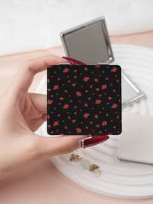 1PC British Country Style Portable Vanity Mirror, Foldable Lightweight Ultra-Thin Convenient Hand Mirror, Durable PU Leather, Suitable For Multiple Occasions And All People, Foldable Square Small Mirror, Pocket Mirror, Fresh Floral Rose Pattern Design, Exquisite And Delicate, Foldable Structure, Durable And Reliable, Drop-Resistant, Easy To Carry, Handheld Makeup Mirror, 180° Flip Cover, Multi-Functional - Multicolor - View 14