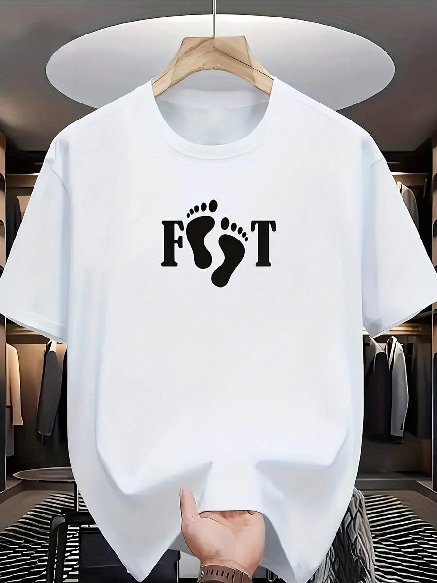 And A Footprint Design On The Front. The Fusion Of Letters And Footprints Shows A Playful Expression Related To Walking And Steps, With An Overall Style That Is Simple But Creative. - Putih - View 1