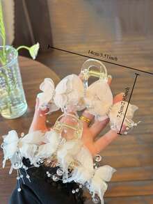 topshiny Layered Mesh Butterfly Hair Claw Clip With Beaded Tassel Accents, Sweet Elegant Organza Butterfly Hair Claw For Bun Updo Hair Accessory For Women - Multicolor - View 10