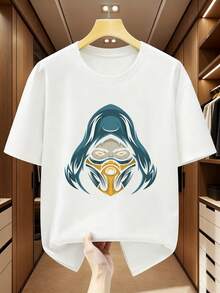 Men's Plus Size T-Shirt 100% Customized With Long Hair Lady Print, Round Neck, Short Sleeve, Comfortable And Casual For Summer. - 白色 - 查看 1