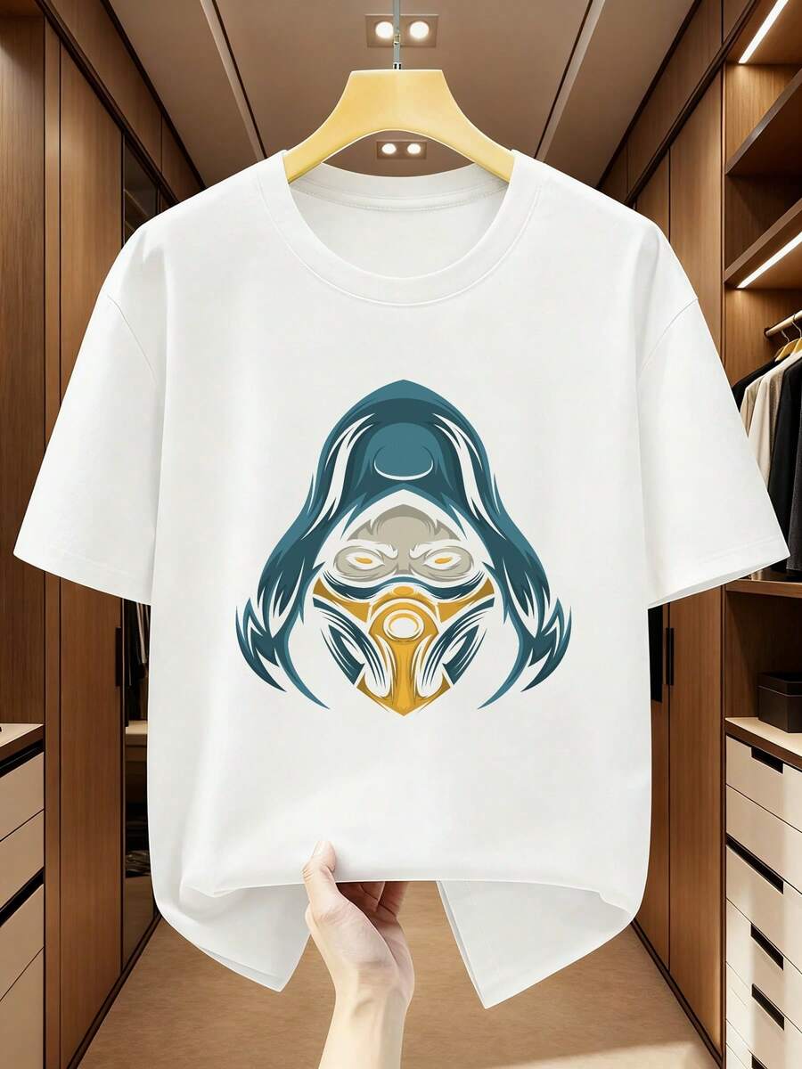 Men's Plus Size T-Shirt 100% Customized With Long Hair Lady Print, Round Neck, Short Sleeve, Comfortable And Casual For Summer. - 白色 - 查看 1