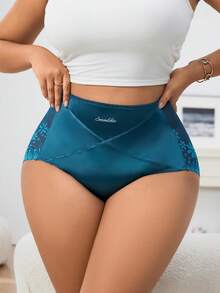 5pcs/Pack Celana Dalam Wanita Eropa Gaya Prancis Satin Ukuran Besar Warna Polos Seksi dengan Hiasan Renda - MultiWarna - View 3