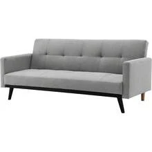 Kingshouse |   Sillón Sofá Cama Plegable - Sala Moderna Minimalista - Tapizado Poliéster - Estructura Madera - 3 Personas - Departamento o Casa - Color Gris - Beige - Ver 1