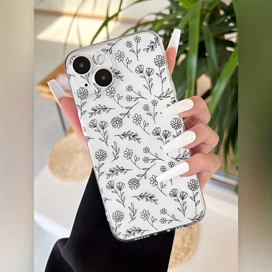 Protective Case With Transparent TPU And Floral Patterns, Ideal For Apple 15/14/13/12/11/7/8, Providing Complete Protection Against Drops. - Multicolor - View 1