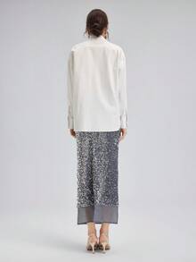 Rich Radi Q's Women's White Long Sleeve Shirt Collar Top, Elegant Embroidery Details, Autumn Fashion & Daily Wear Essential - White - View 6