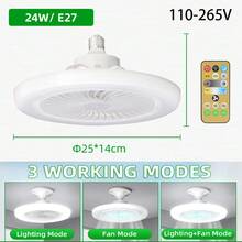 CANMEIJIA 30W 香氛 E27 風扇燈泡，附遙控器，3 色溫無段調光 LED 天花板風扇燈，85-264V 寬電壓白色風扇燈，適用於臥室、客廳、書房 - 24W風扇燈附遙控器 - 查看 11