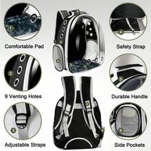 Portable Transparent Pet Backpack, Breathable Cat Space Capsule Carrier, Travel Outdoor Pet Bag For Cats & Puppies - Black - View 10