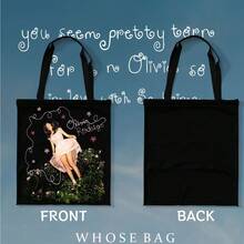 Hasbro OLivia Tote Bag, OR BAG, You Seem Pretty Sad For A Girl So In Love, Large Black Canvas Shoulder Bag For Livies Fans, SOUR Album Merchandise Drop Dead - Multicolor - View 9