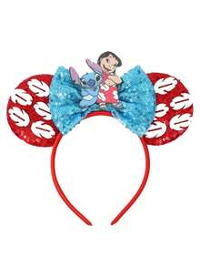Disney, 1pc Cute Stitch And Girl Bow Headband, Cartoon Mickey Mouse Ear Bow Headband, Shiny Party Essential, Perfect Accessory For Theme Park Visits. Great For School Parties, Costume Parties, Cosplay And Theme Park Visits, Also An Excellent Gift For Couples, Princess Cosplay Enthusiasts, Birthday Celebrations And Christmas Parties. (Hair Accessories, Hair Bands, Headbands, Women's Headbands) - Multicolor - View 4