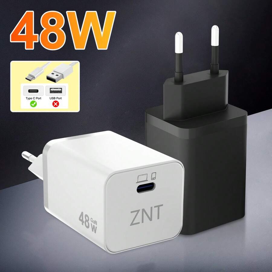 48W GaN USB-C Fast Charging Plug, High Output Power Charger, Advanced GaN Chip Charging Adapter, Compatible With IPhone 17/16/15 Plus Pro Max, Air Series, Galaxy S25 Ultra S24 Series - View 1