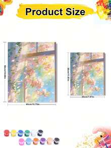 春季櫻花窗景DIY數位油畫 手作成人居家裝飾牆面藝術品 節日禮物 適合客廳 - 套裝 - 查看 5