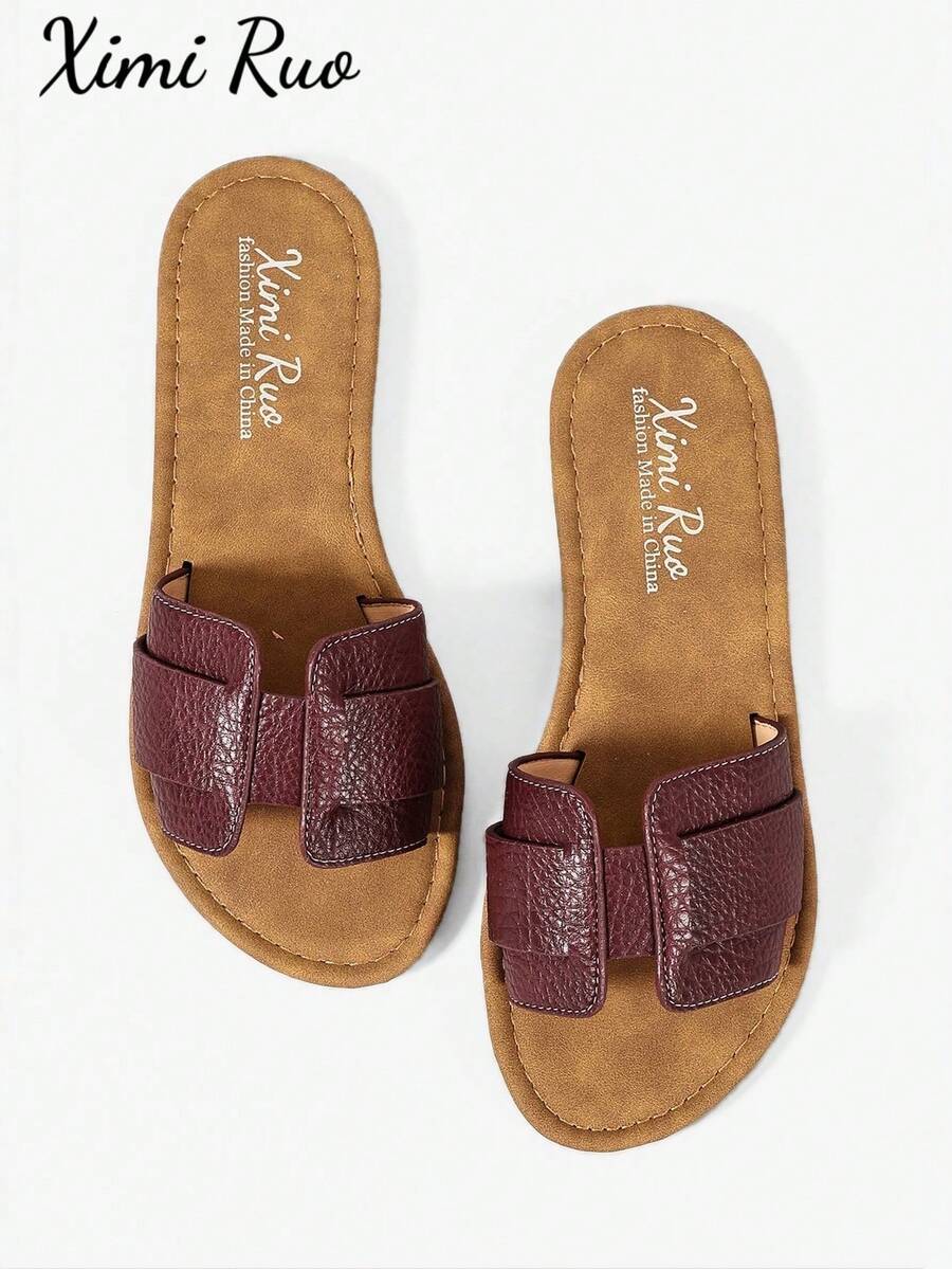 Ximi Ruo Women's Casual Flat Sandals, Woven Roman Style, Suitable For Spring, Summer, Beach, Vacation, Matching Dresses - Red - View 1