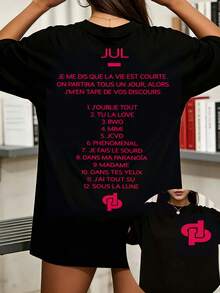 Rapper Jul Tour 2026 T-Shirt For Men And Women, Harajuku Clothing Y2k, Oversized T-Shirt, Casual Fashion, Short Sleeve T-Shirts, Streetwear - Black - View 1