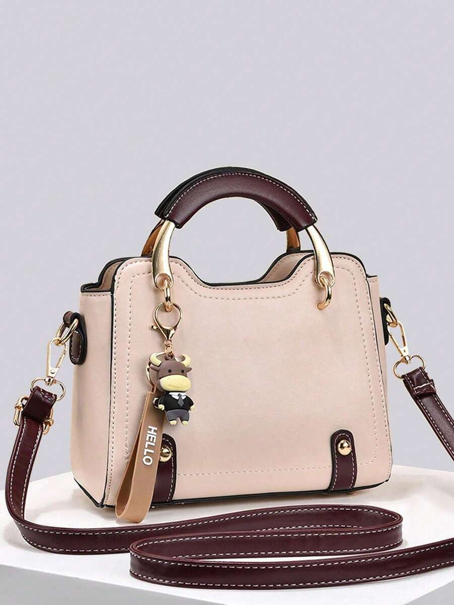 PLANEE Women's Vintage PU Crossbody Bag, Flap Shoulder Bag, Minimalist Style, For Office, Work, Fashionable Women's Shoulder Bag, Fashionable Solid Wallet For Women, A - 杏色 - 查看 1