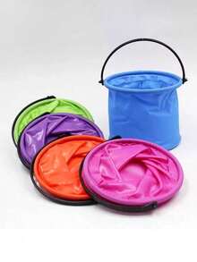 1/3pcs Foldable Water Bucket, Portable Beach Folding Bucket, Small Colorful Fishing Bucket, Lightweight Collapsible Water Bucket, Practical Folding Water Container, Suitable For Painting, Camping, Fishing, Beach, Garden, Pool, Hawaii Party, Beach Party - A - View 9