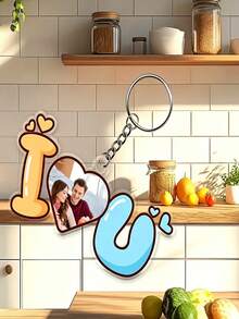 Personalized "I Love You" Photo Keychain, Customized Couple Photo Heart Keyring, Romantic Keepsake Gift For Anniversary - Multicolor - View 6