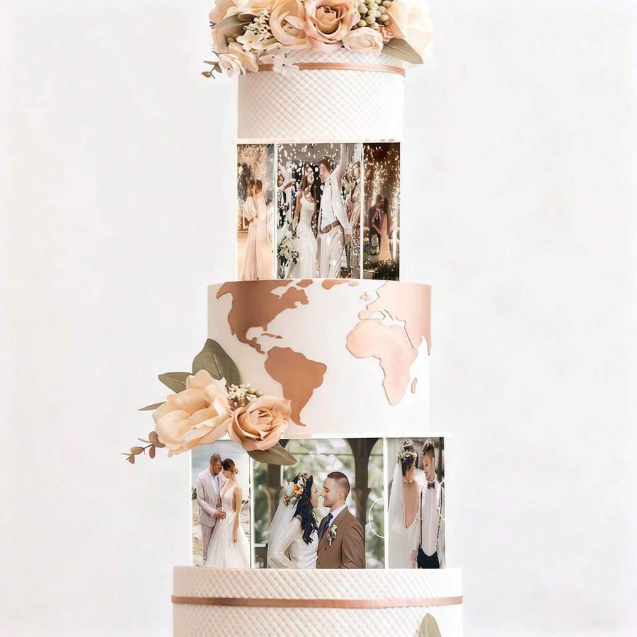1pc Transparent Acrylic Hexagon Cake Separator DIY Photo Frame Cake Layer Display Stand For Wedding Anniversary Bridal Shower Party Decoration - View 1