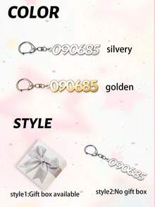 Customizable Digital Metal Keychain, Can Be Engraved With Numbers Or Special Dates, Includes Keychain/Gift Box Only, Personalized Keychain - Style C - View 3