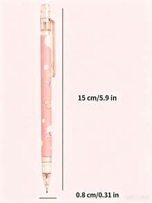 Random 6pcs Sweet Peach Mechanical Pencils, 0.5Mm HB Pencils, Retractable Plastic Pencils, With Cute Cartoon Design, Fruit Theme, Ideal Student Gift - Mechanical Pencil - View 2