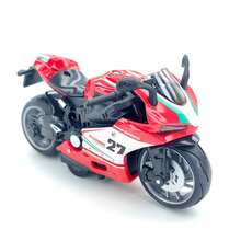 Mini Motocicleta de Juguete para Niños, Modelo de Motocicleta de Policía de Hierro para Simulación de Carreras Todoterreno - Rojo - Ver 3