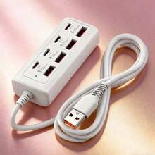 8-Port USB Charger With 4x 25W Type-C Fast Charging Ports, Multi-Port High-Speed Charger Compatible With 5V USB Devices Including Computers, Laptops, Tablets, Spring Gift - Multicolor - View 8