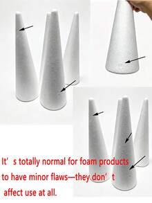 1pc Large White Solid Foam Cones, Art Conical Handmade DIY Holiday Supplies, PS (Polystyrene) Foam Christmas Birthday Scene Arrangement, Event Ornaments, Conical Accessories, Home Decoration, - Foam - View 4