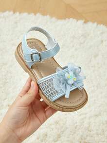 2026 Beige/Silver Sweet Princess Sandals - Mesh Bow Rabbit Decor Girls Sandals - Suitable For Daily Outings And Other Occasions! - Silver - View 4