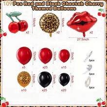 109pcs Leopard Print Party Decorations - Leopard Print Cherry Balloon Arch Set - Black And Red Leopard Print, Cherry Red Lip-Shaped Balloons - Suitable For Bridesmaid Birthday, Birthday Party, Baby Shower And Bachelorette Party - View 6