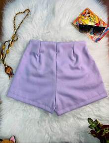 WOMEN'S SHORSTS TAILORED WITHOUT POCKET SUPER COMFORTABLE SHORTS THAT CONVINE WITH EVERYTHING SIPER ON THE SIDE IZQUIERDO - 紫丁香色 - 查看 2
