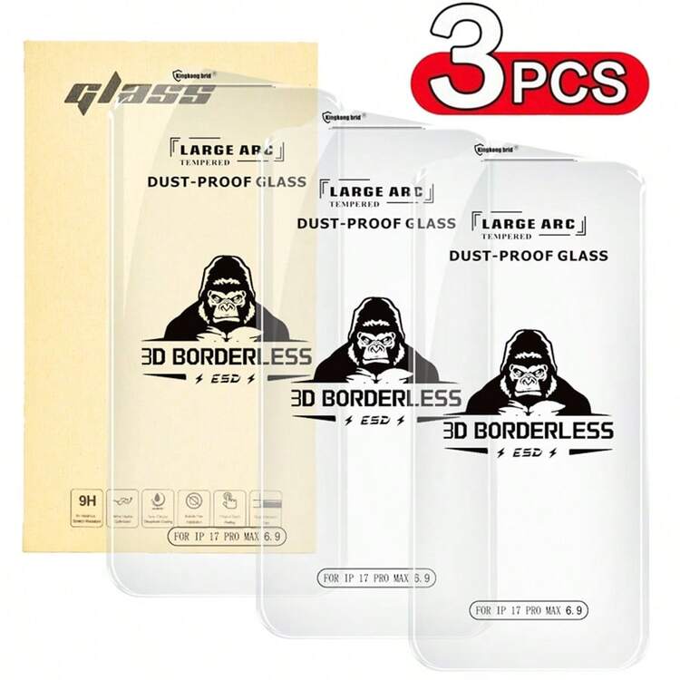3-Piece Borderless High-Definition Tempered Glass Screen Protector For IPhone Duo, 18, 17, 16, 15, Pro Max, Air 16e, 17e, 11, 12, 13, 14 Plus, X, XR, XS Max. Full Screen Protection, High-Definition, Completely Transparent, No White Borders, Large Curved Invisible Tempered Glass, Electroplated Anti-Fingerprint, High-Definition Film, Full Coverage, Dustproof Screen Protector. - Clear - View 14
