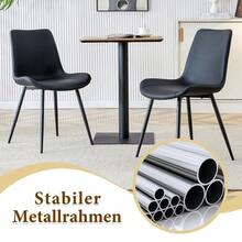 Minimalist Round Table Set (With 4 Black PU-Material Armchairs And Widened Comfort Seat Cushion), Round Table With 100 Cm Diameter In Black Wood Look, Suitable For Living Room Etc. - Brown+Black - View 6
