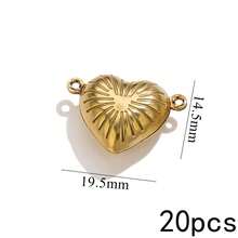 20Pcs Double Hole Link Connectors, 18K Gold Plated Stainless Steel Tarnish Resistant Heart Star Shell Moon Shape Charms For DIY Jewelry Making - Double Hanging Connector - View 10