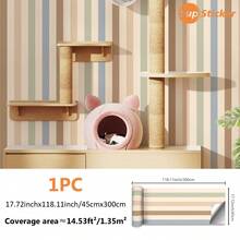 Soft Macaron Color Striped Self-Adhesive Wallpaper, Removable, 4 Colors Available, 17.72*118.11 Inches, Bedroom Living Room Decor - Multicolor - View 15
