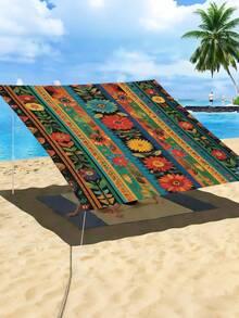 1pc Plant Leaf Floral Print Design Sunshade Awning, Outdoor Shade Cloth And Canopy, 2D Flat Printed Tent, Washable, Suitable For Garden, Camping, Beach, Yard, Poolside And More, Poles Not Included - Multicolor - View 54