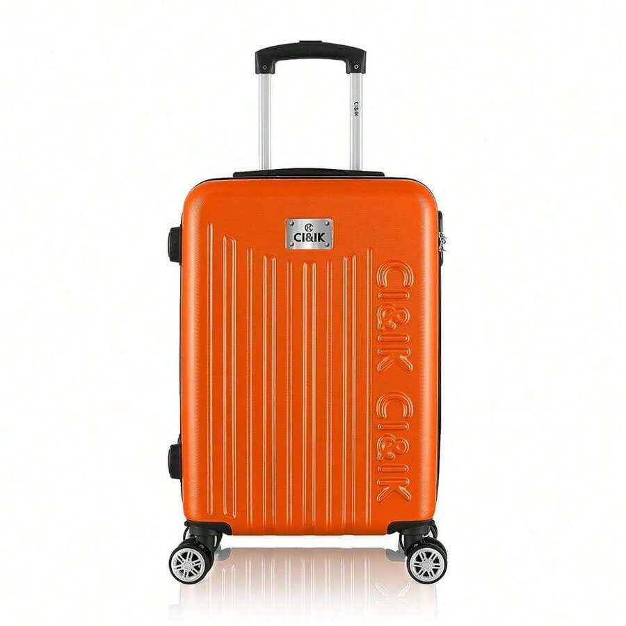 18-Inch Hard-Shell Carry-On Suitcase, Cabin Hand Luggage With 4 Wheels And Integrated Lock, Variety Of Colors - Orange - View 1