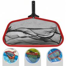 RibasuBB 18.9In Deep Pool Leaf Skimmer Net, Aluminum Frame, Push Button Buckle, Telescopic Pole Compatible, Red Frame Black Mesh - Default - View 7