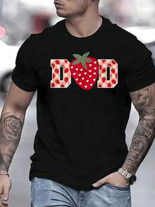 Fresas con corazones blancos forman la palabra papá simbolizando el amor paternal tierno esta bonita camiseta de hombre expresa afecto familiar - Blanco - Ver 1