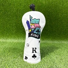 Sarung Kepala Stik Golf Vintage Poker Club King, Desain Kartu Menarik, Hadiah Unik dan Menarik Perhatian, Aksesori Golf - Putih - View 8